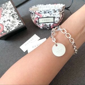 BRAND NEW authentic GUCCI sterling silver trademark charm bracelet